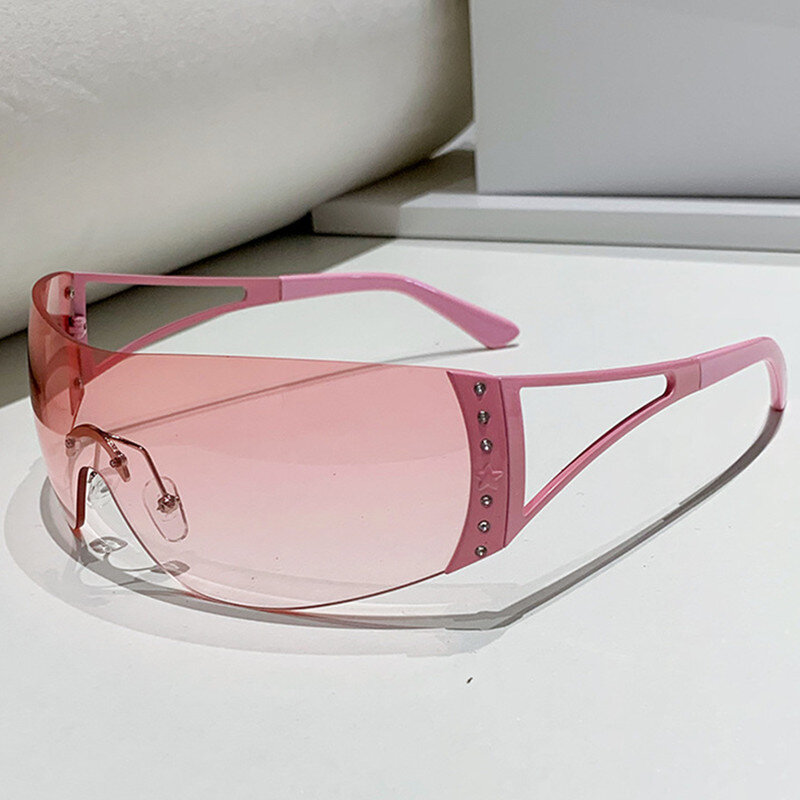 Lunettes de soleil luxueuses pour femmes, lunettes de protection UV pour voyager, Y2K avec monture cloutée en cristal et diamant, lunettes, nouveau, 2024