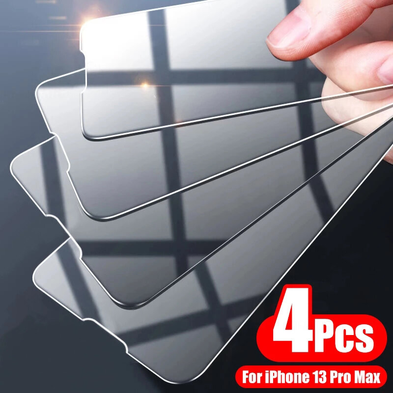 4 Buah Penutup Kaca Penuh untuk iPhone 11 12 13 14 Peru Pelindung Layar Maksimum Pada iPhone 6 7 8 Plus X XR XS Kaca Maksimum