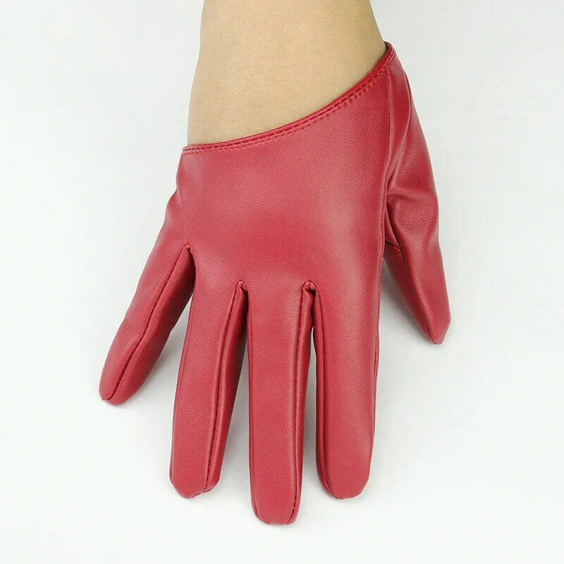 1 Pair Fashion Women Tight Full Finger Gloves Imitation PU Leather Sexy Half Palm Gloves Party Performance Black Short Mittens