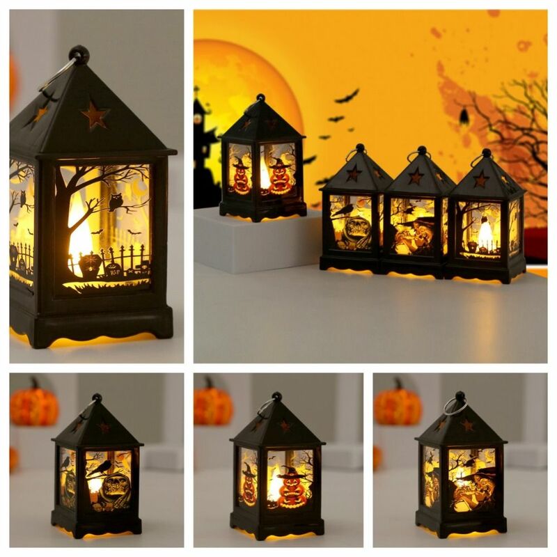 Penyihir lampu LED genggam Halloween, lampu angin labu burung hantu, dekorasi Halloween genggam kreatif
