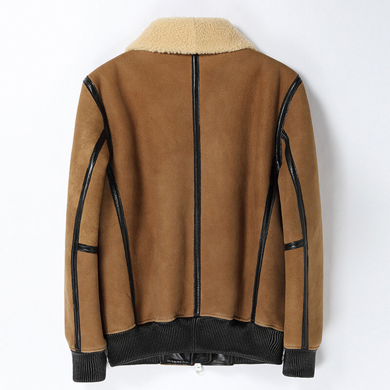 LUHAYESA – manteau de fourrure en cuir véritable pour homme, veste chaude et épaisse en peau de mouton, style décontracté, collection hiver 2022