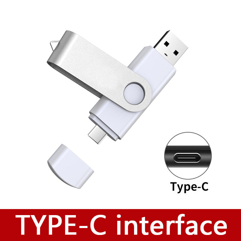 Unidade flash USB, OTG Pendrive, Tipo C Micro 512B, Disco de metal U, USB 2.0, 1TB, 2TB, 2TB