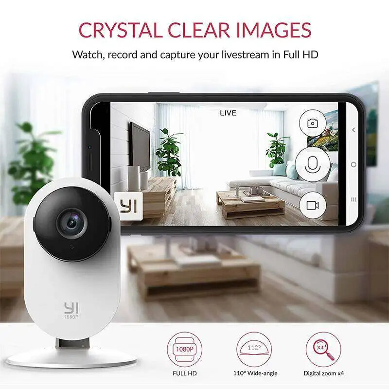 Домашняя видеокамера YI 1080p, IP-видеокамера, умная видеокамера с детектором монтесона, Wi-Fi видеокамера, охранная мини-видеокамера