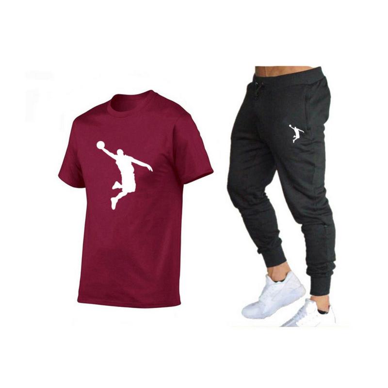 Fato de treino Hip Hop masculino, conjunto de camiseta e calças, corredor fitness, camiseta casual, verão, venda quente