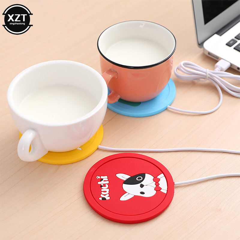 Calentador USB de silicona con dibujos animados, almohadilla delgada para taza, café, té, bebida, bandeja, almohadilla para taza, bonito regalo, alfombrilla antideslizante