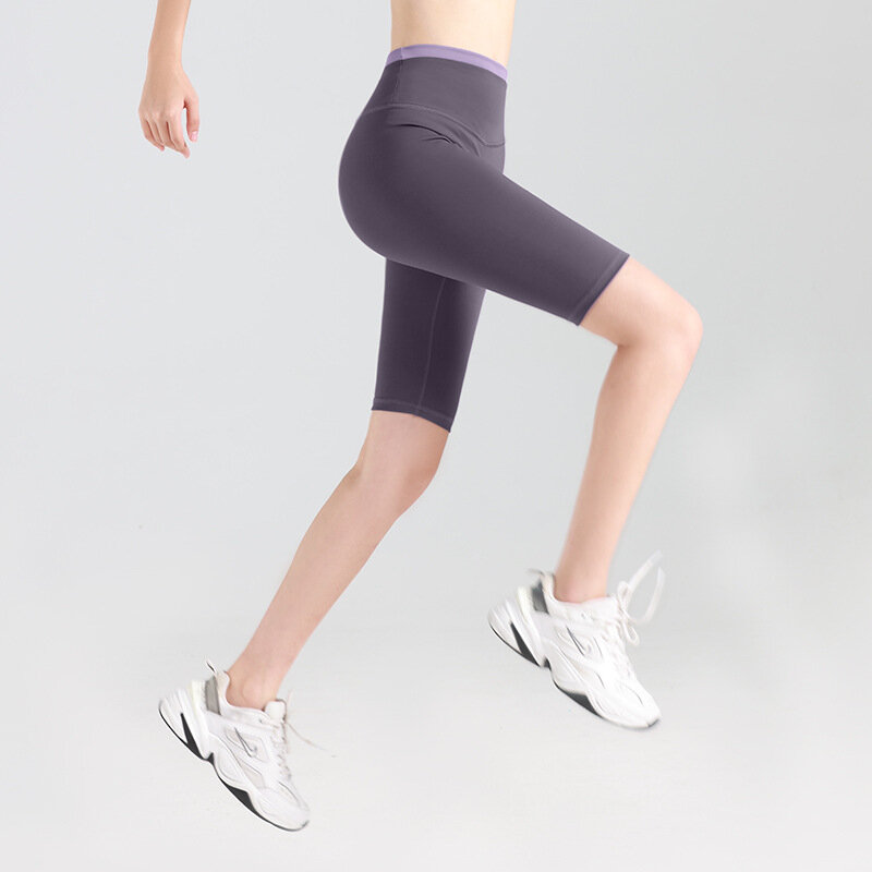 Pantalones de Yoga de cinco puntos, ropa deportiva de secado rápido, cintura alta, abdomen, melocotón, ajuste de glúteos, levantamiento de cadera