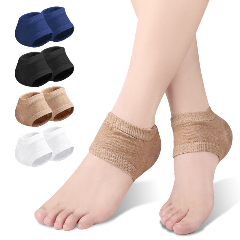 Gel Heel Protector Cover Sleeve Silicone Heel Pads Heel Cups Plantar Fasciitis Support Feet Care Skin Repair Cushion Half Socks