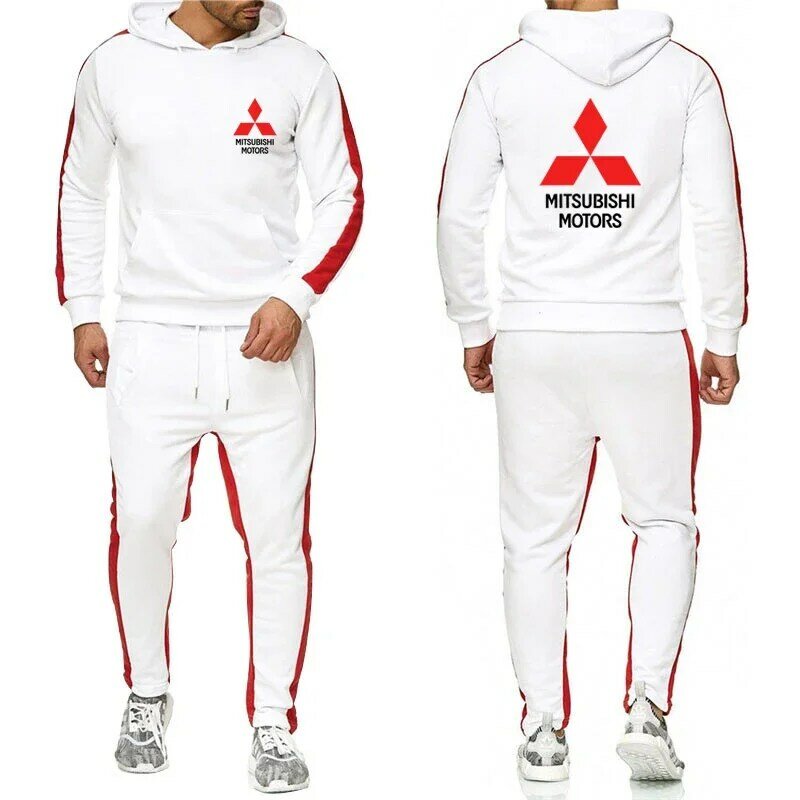 Новинка 2020, летняя мужская толстовка с капюшоном с логотипом Mitsubishi, Повседневный хлопковый высококачественный мужской пуловер, худи, спортивная одежда + спортивные брюки, мужской костюм