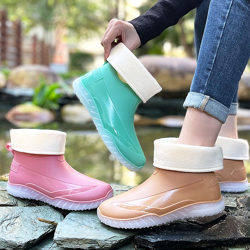Sepatu Bot Hujan PVC Pergelangan Kaki Pria Wanita Baru Sepatu Bot Hujan Pria Wanita Tahan Air Sepatu Bot Wellies AL65