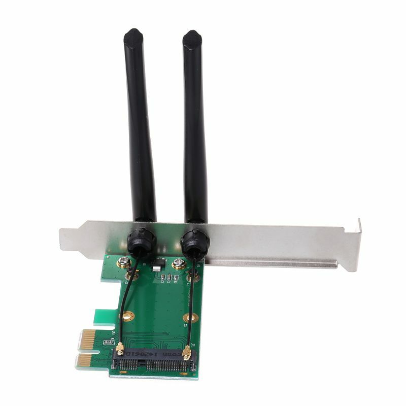 NoEnName_Null Hohe Qualität Drahtlose Netzwerk Karte WiFi Mini PCI-E Express zu PCI-E Adapter 2 Antenne Externe PC