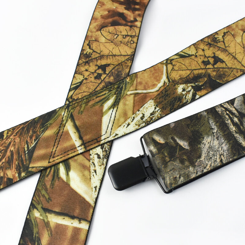 Deepeel 5*115cm Camouflage bretella da uomo 4 clip X-Type alta elastico regolabile bretelle larghe pantaloni resistenti Brace