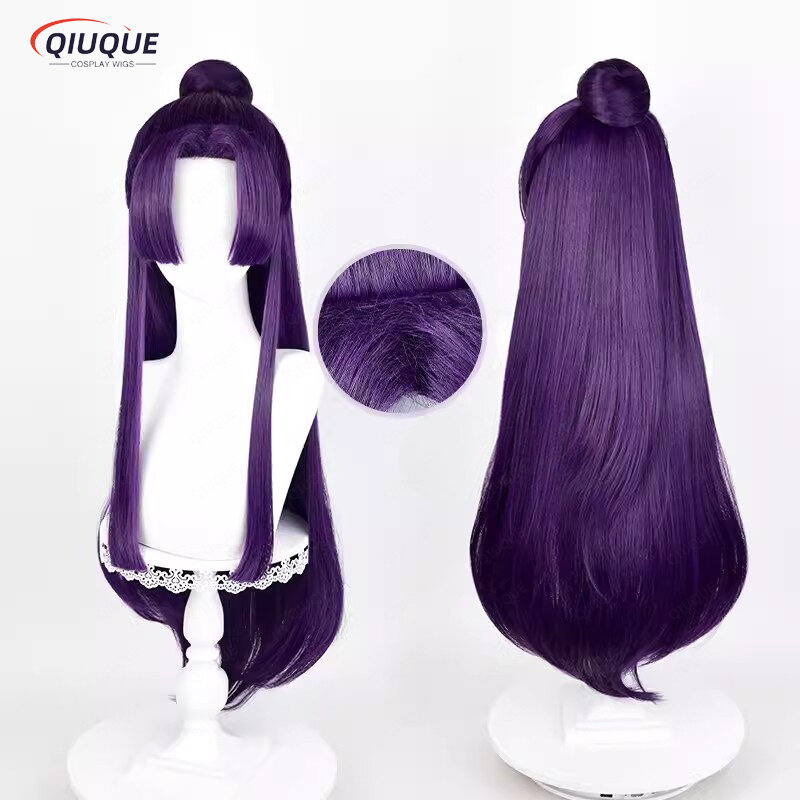 Anime Maomao Dark Green Scalp Cosplay Wig Jinshi Dark Purple Long With Bun Heat Resistant Synthetic Hair Wigs + Wig Cap