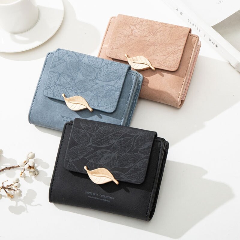 Pu Leder kurze Reiß verschluss Brieftasche Mehrzweck Komfort Oberfläche dreifach Mini Brieftasche Blatt Schnalle Geldbörse Frauen Studentin