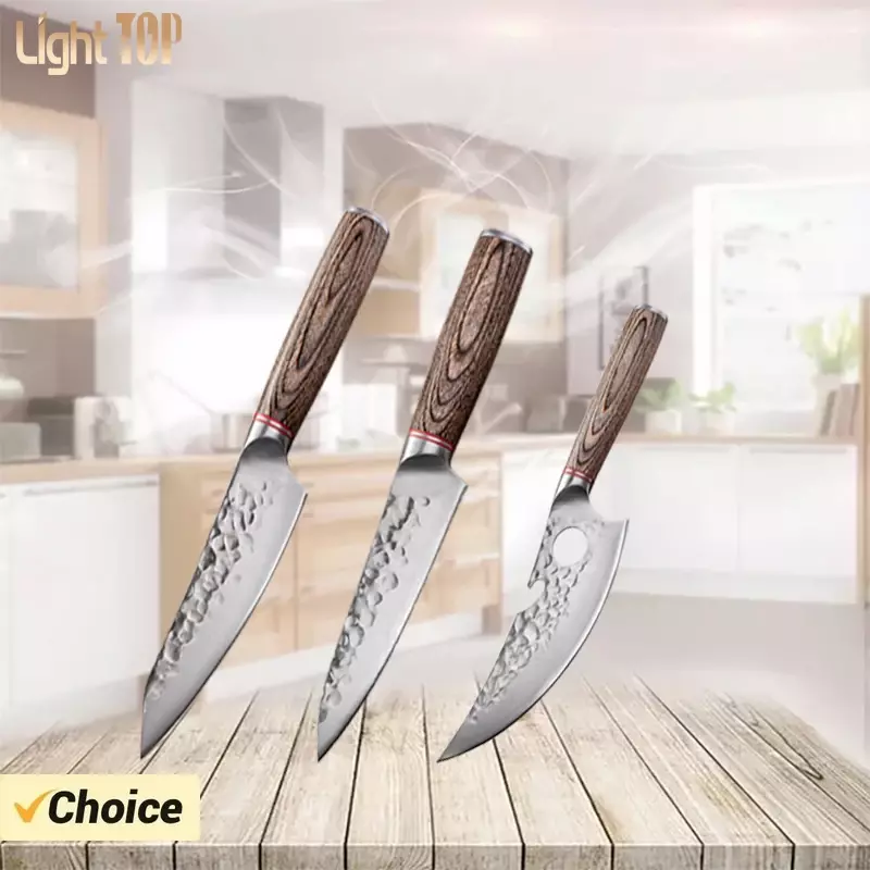 Pisau Boning buatan tangan, peralatan pisau dapur pegangan kayu berwarna profesional, pisau koki tajam Jepang, pisau daging