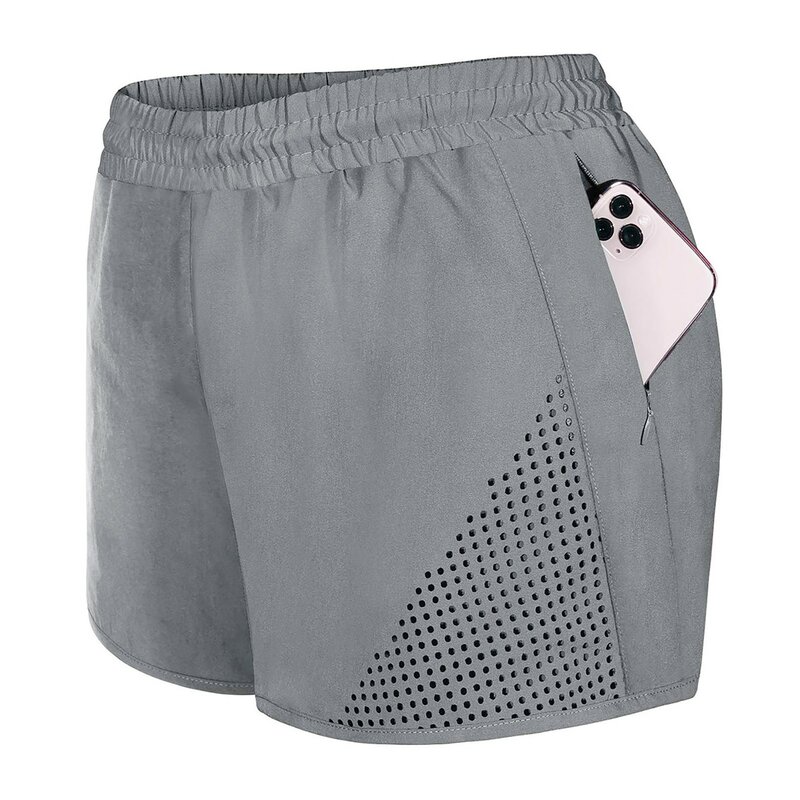 Женские эластичные спортивные шорты для занятий йогой с карманами и подкладкой