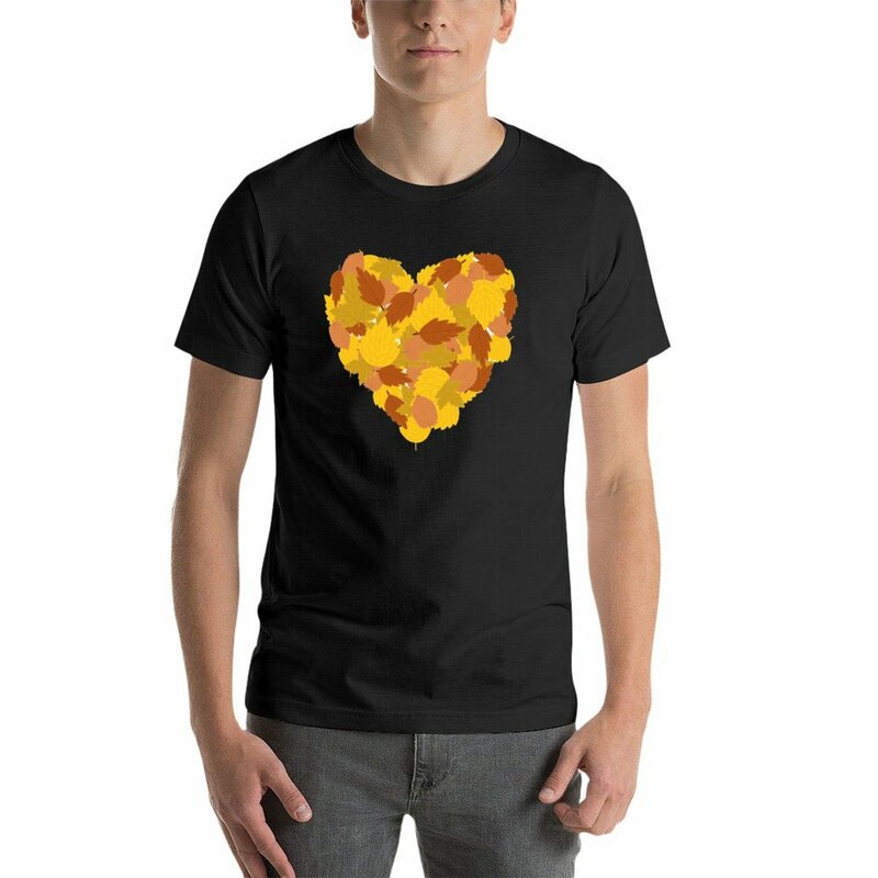 Мужская хлопковая футболка с принтом листьев и сердца, быстросохнущая