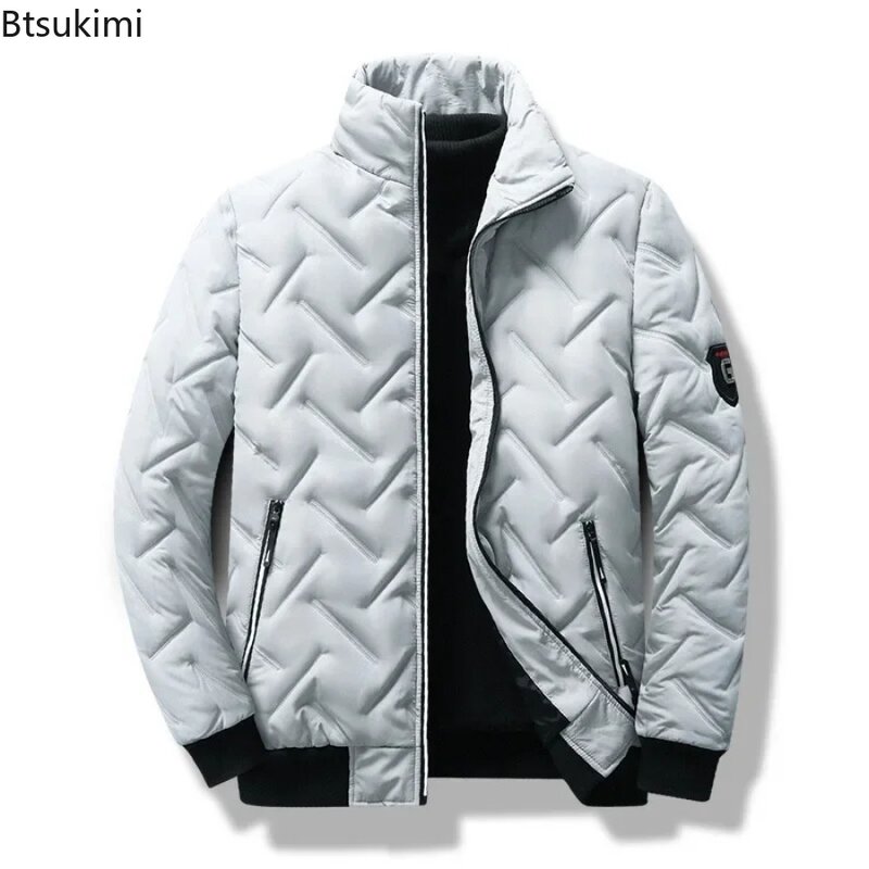 Мужская повседневная куртка с воротником-стойкой, теплая уличная парка с хлопковой подкладкой, Осень-зима 2024