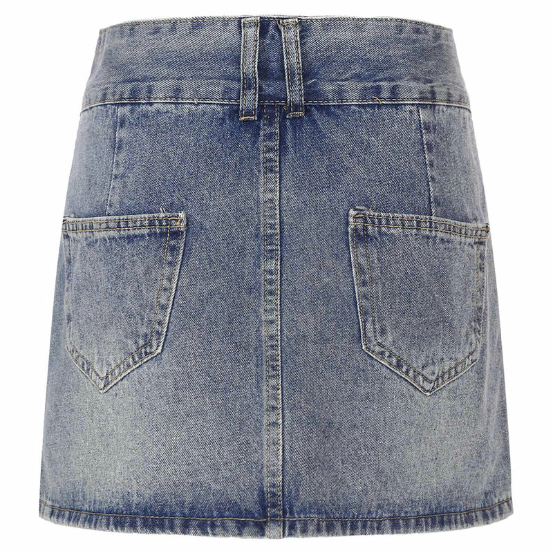 Womens Clubwear Sexy High Waist Denim Skirt Casual Pockets Mini Skirts with Built-in Shorts for Travel Beach Music Festival
