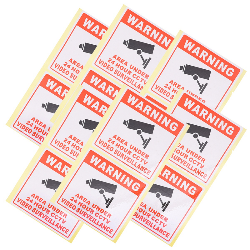 20pcs CCTV Warning Signs Stickers Warning 24 Hour Video Sign Decals for School Office Building