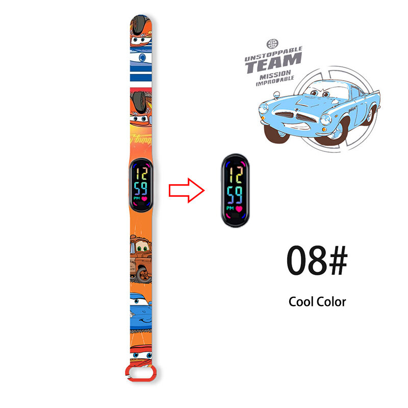 디즈니 자동차 어린이 시계, 남아용 방수 터치 스크린 시계, 방수 디지털 시계 팔찌, 절묘한 선물