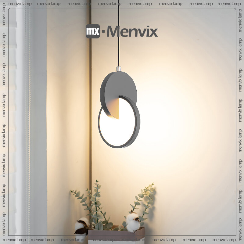 Menvix lampu gantung Led cincin, Modern baru lampu gantung ruang makan kamar tidur lingkaran geometris besi emas dekoratif dalam ruangan kecil