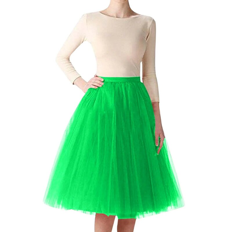 Womens Pleated Knee Length Half Skirt Carnival Costume Outfit Mardi Gras Party Tulle Tutu Skirts Girls Adult Faldas Y2k Clothes