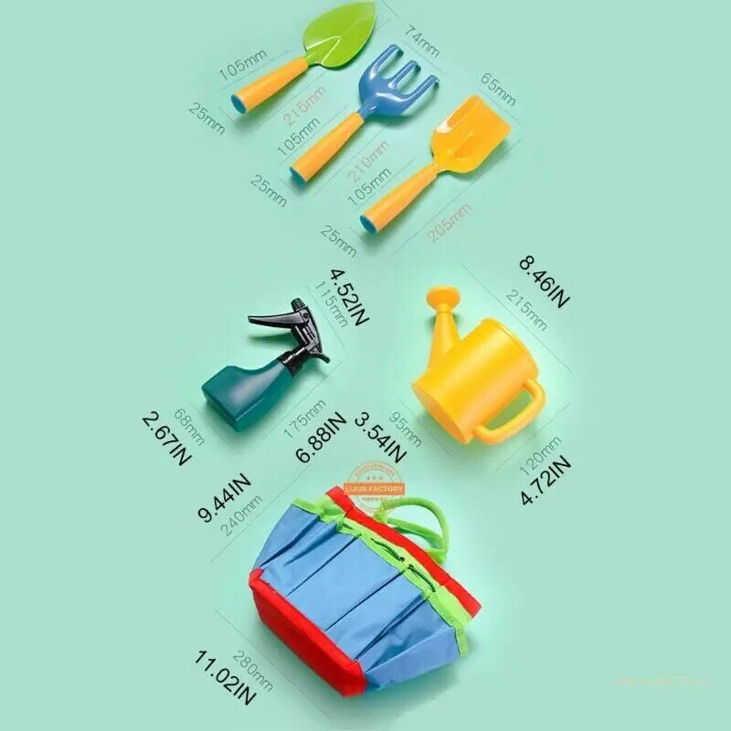 Y4UD 플라스틱 정원 도구 장난감 모래밭 샌드박스 도구 삽 물을 냄비 대화형 원예 도구 키트 해변 장난감 모래 장난감