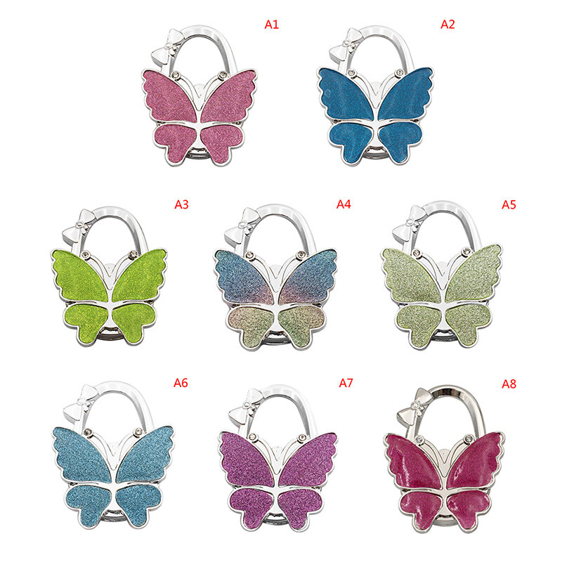 1 buah tas tangan meja portabel gantungan tas kupu-kupu lipat untuk wanita tas tangan dompet pemegang dekorasi Organizer