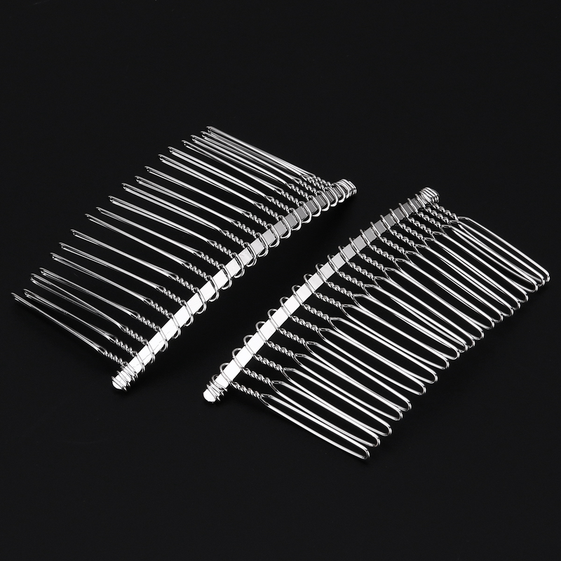 TINKSKY-Pinzas para el pelo de alambre de Metal, peines para velo de novia, plata, 3 piezas, 78cm, 20 dientes