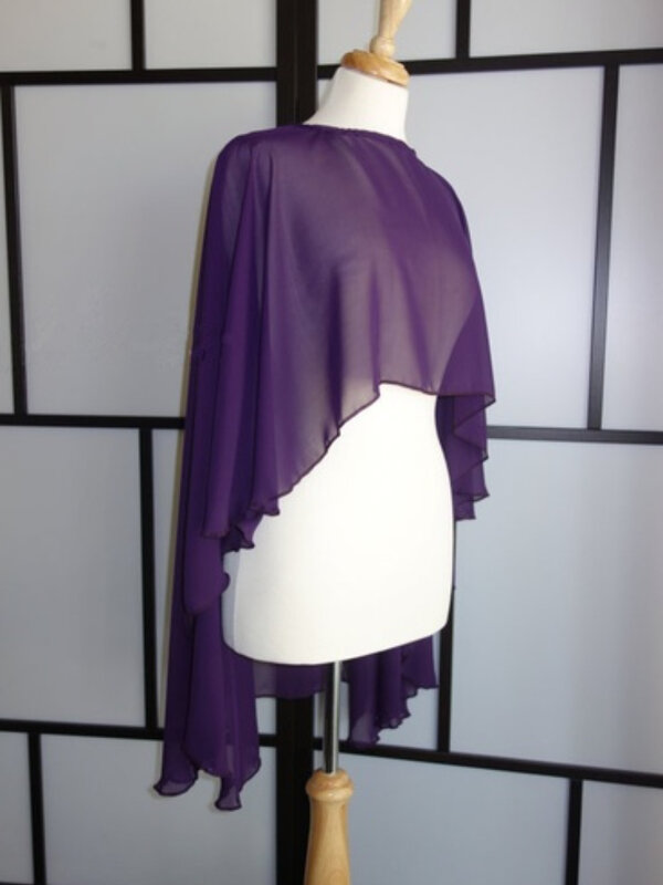 plus size Bridal Cape Shrug party Chiffon wrap purple wedding cloak Shawl bridal bolero chaquetas encaje bolero jacket
