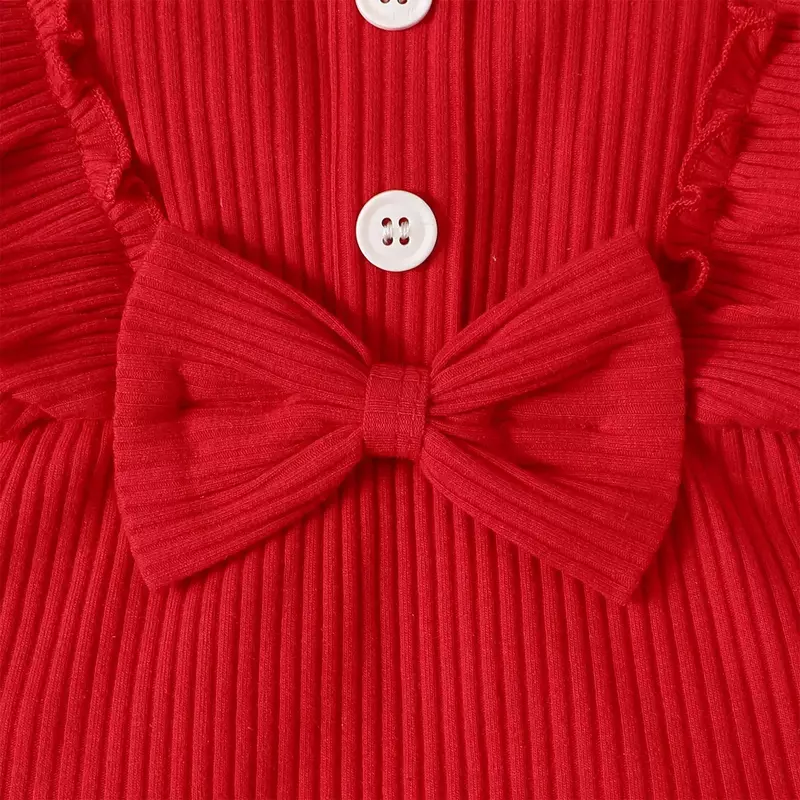 3Pcs เด็กวัยหัดเดินชุดเสื้อผ้าเด็กทารกผู้หญิง Bowknot สีแดงด้านบน Love พิมพ์กางเกงทารกชุดเด็กทารกชุดทารกแรกเกิดเสื้อผ้า3M 6M 12M