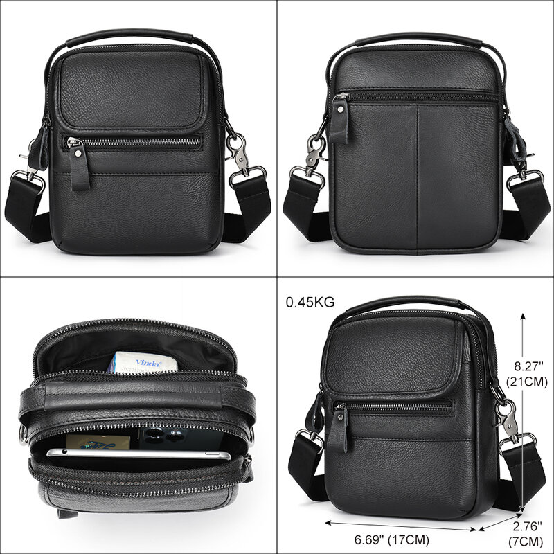 WESTAL Black Designer Shoulder Bag Husband High Quality Small Leather Handbags Man Flap Casual Messenger Crossbody Bags 6093