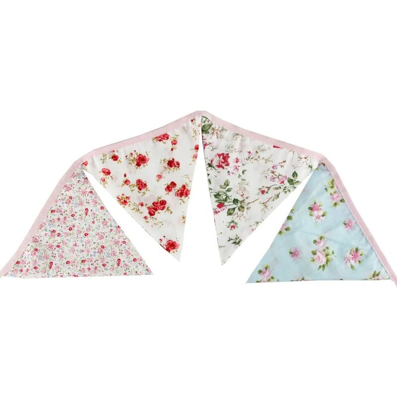 Floral Stoff Bunting Banner Shabby Chic Tee Party Girlande