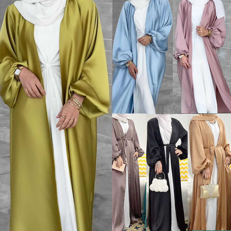 Nahen Osten Muslimischen Kleid Frauen Blase Hülse Strickjacke 2022 Sommer Bunte Elegante Kleid Abaya Für Frauen Türkei Vestidos