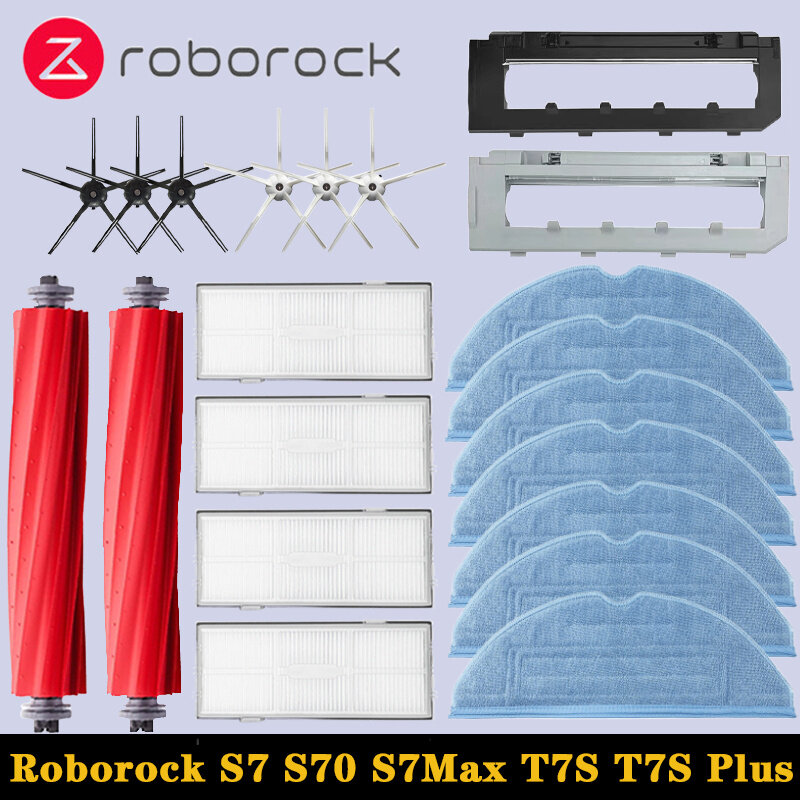 Roborock S7 S70 S7Max T7S T7S Plus Аксессуары для робота-пылесоса, основная щетка, крышка фильтра Hepa, насадка для швабры, запасные части