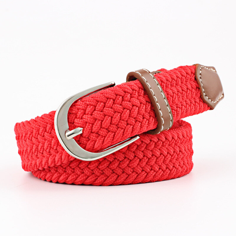 Cinturón fino de punto elástico extendido para mujer, cinturón de lona con botón de aguja, Jeans, estudiante, Unisex, 100/110/120cm