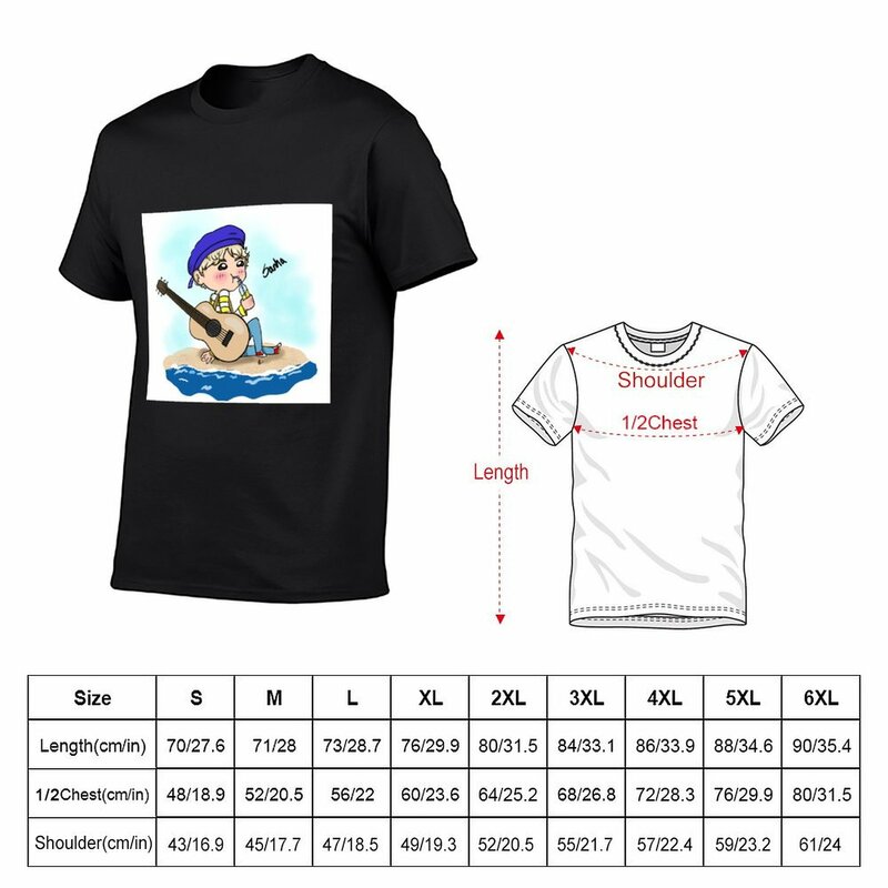 Camiseta Anime Beach Yoon Sanha para homens, roupas de animais vintage para meninos, casual e elegante