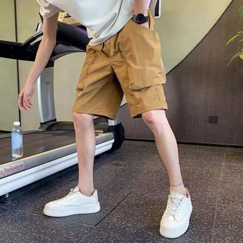 Celana pendek kargo banyak saku, celana pendek kargo kasual longgar lurus bermerek modis Musim Panas 2024 untuk pria