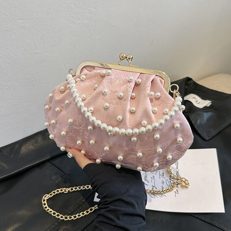 Summer Pink White Seashell Shape Small Clutches Handbags Classic Fashion Ladies Daily Shoulder Bag Crossbody Chain For Women