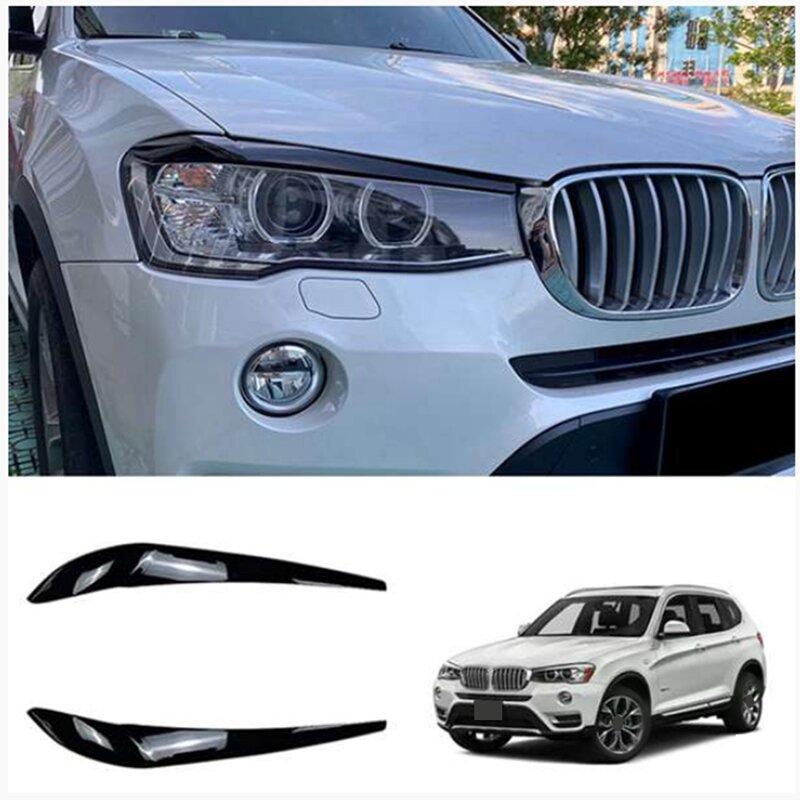 For BMW X3 F25 X4 F26 2014-2017 Resin Front Headlight Lamp Cover Garnish Strip Eyebrow Cover Trim Sticker Parts