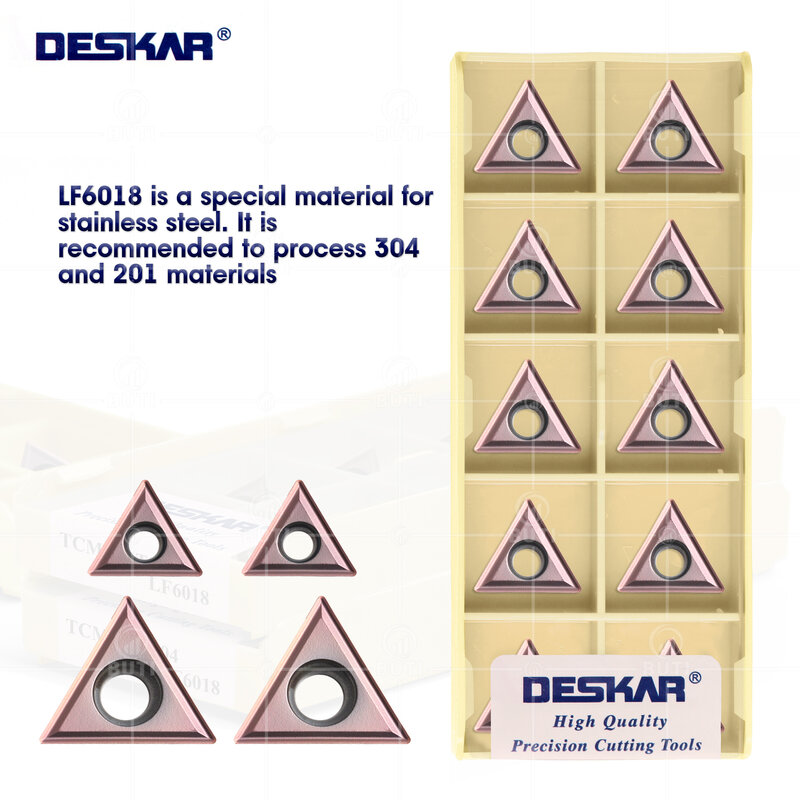 أدوات قطع المخرطة الأصلية من DESKAR طراز عام 100% TCMX110204 TCMX16T304 LF6018 بتحكم رقمي باستخدام الحاسوب أدوات كربيد لتجهيز الفولاذ المقاوم للصدأ