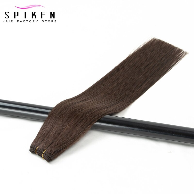 Extensões do cabelo da trama da máquina, leve reto, marrom natural, pacotes do cabelo do remy, costura no cabelo, 14 "-24", 50g