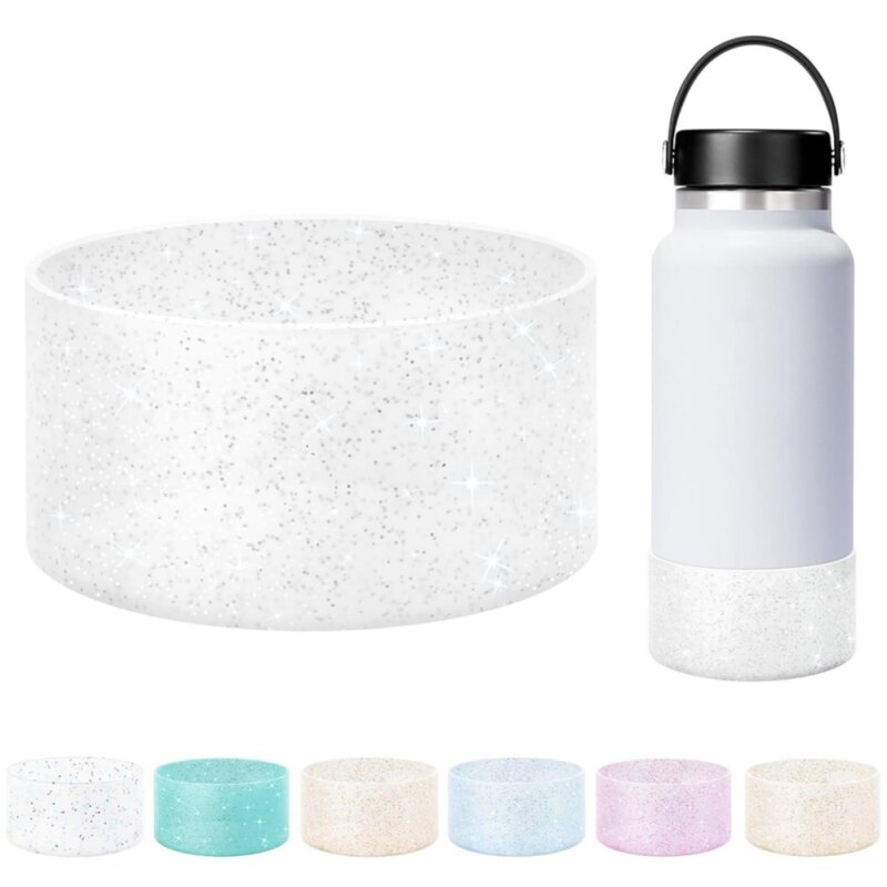 7.5cm Glitter Silicone Protective Boot Compatible with Stanley Tumbler 12 24oz&Hydro Flask 12-24oz Bling Anti-Slip Sleeve Cover