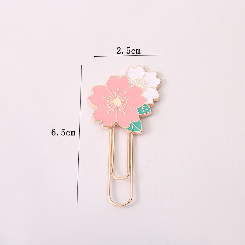 Cherry Blossom Paper Clip Creative Cute Metal Bookmark Clip Exquisite Beautiful Paper Clip Notebook Decoration Stationery