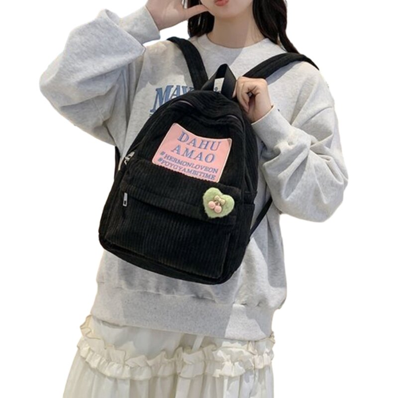 Mochila escolar con estampado letras, bolso hombro, mochilas capacidad para niña estudiante, mochila pana