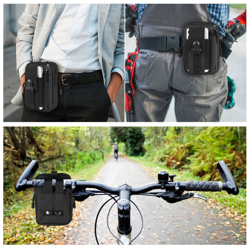 Riñonera con múltiples compartimentos para hombre, bolso de tela Oxford para teléfono móvil, senderismo, ciclismo, herramientas de viaje