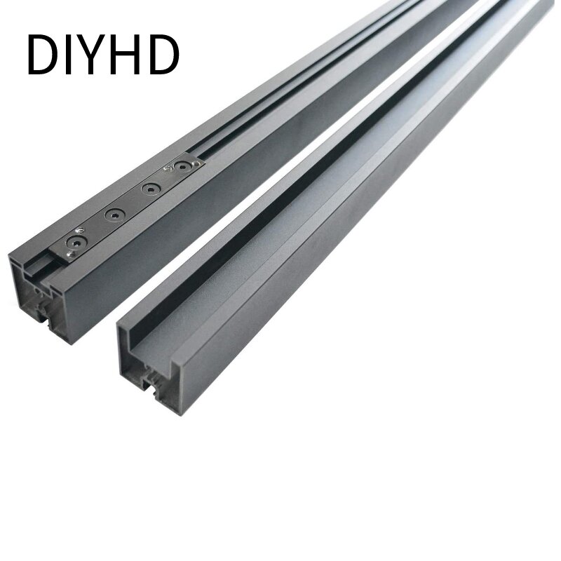 DIYHD-アルミニウムフレーム30x 84 ",引き戸スラブ,強化ガラス扉,黒いアルミニウムフレーム
