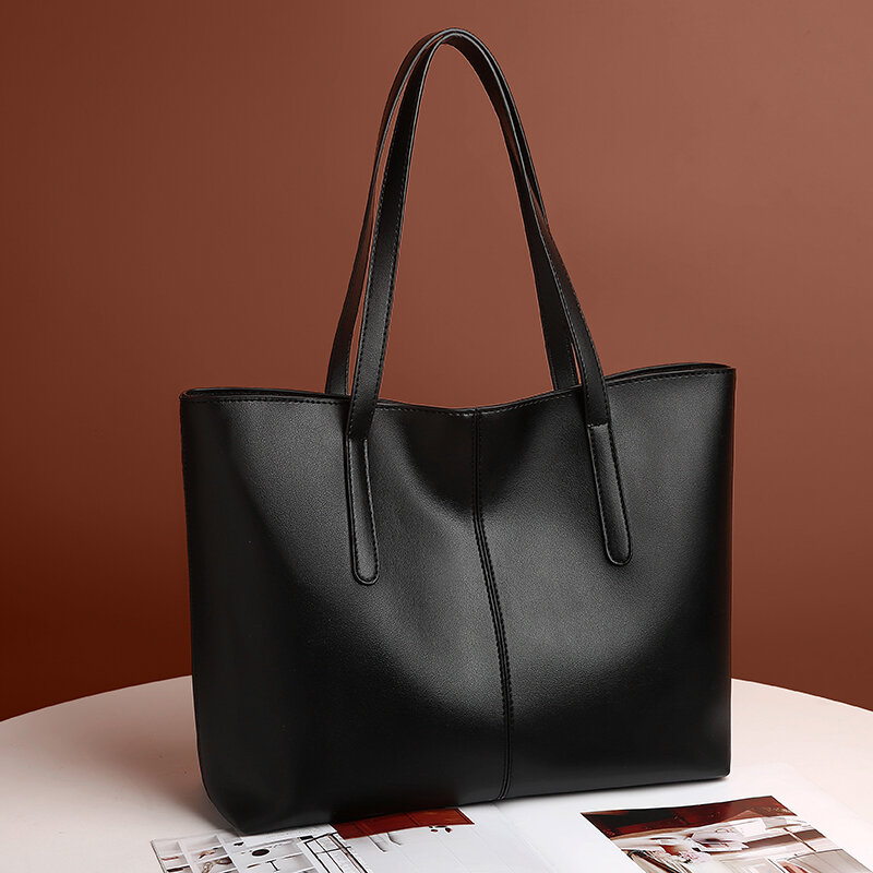 جديد 2023 حقيبة نسائية كبيرة سعة كبيرة حقائب الكتف عالية الجودة بولي Leather حقائب جلدية الكتف السيدات حقائب البرية كيس فام الرئيسي