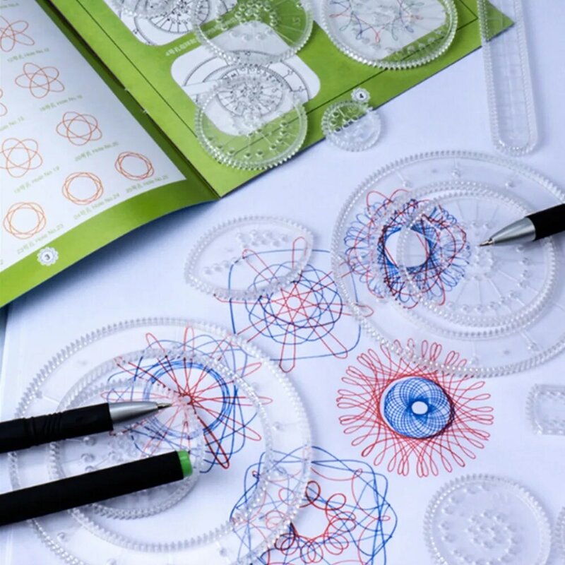 Wzory blokujące koła zębate i koła, rysuj zabawki edukacyjne 2022 nowy spirograf luksusowy zestaw Design Tin Set draw Spiral