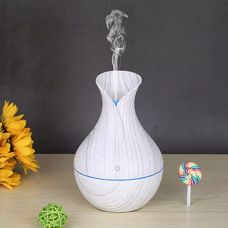 Kreative Holzmaserung Vase Luftbe feuchter stumm Aroma therapie Lokomotive Büro Home USB bunte Lampe Luftbe feuchter